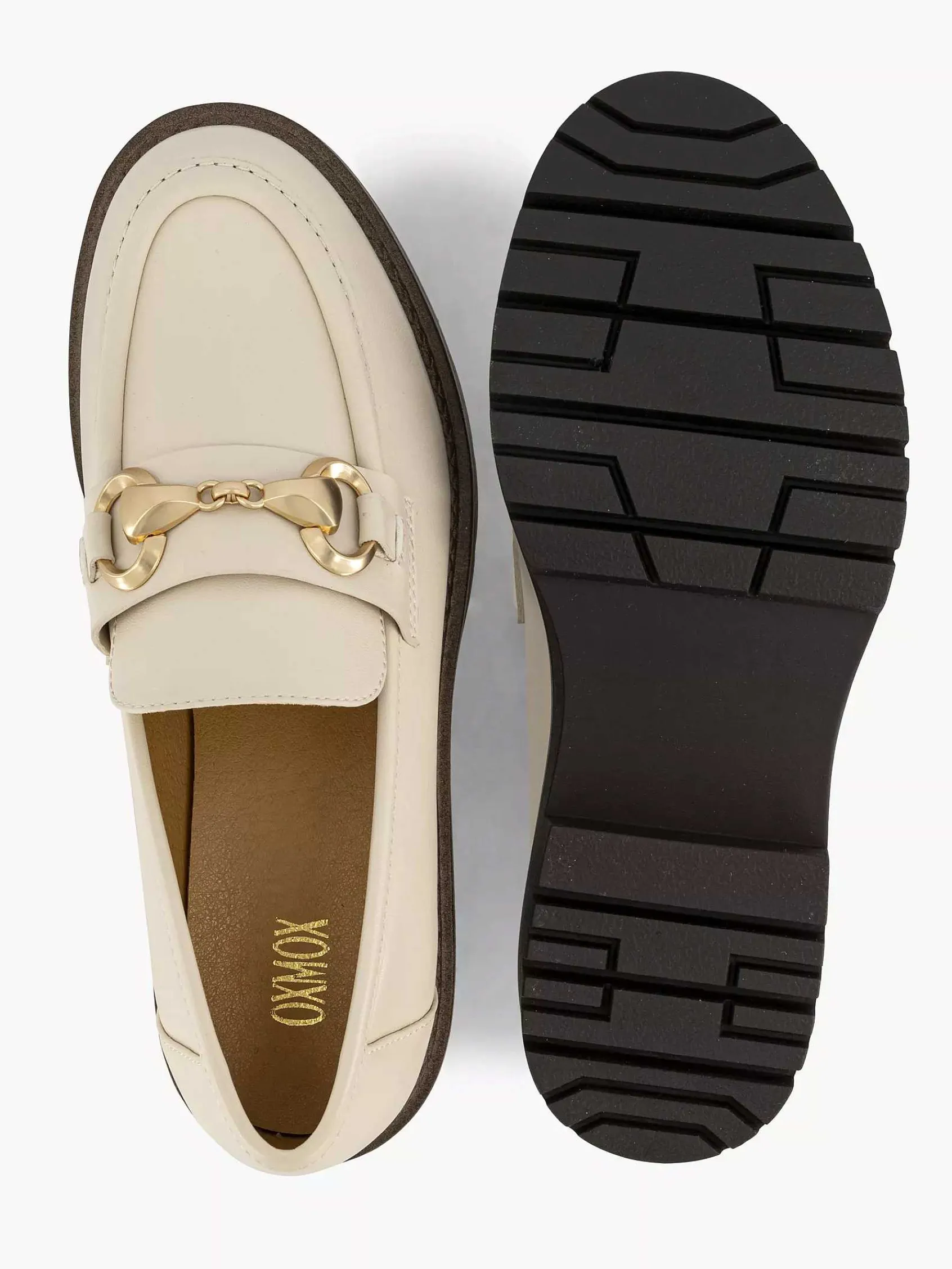 Instappers|Oxmox Beige Chunky Loafer Sierketting