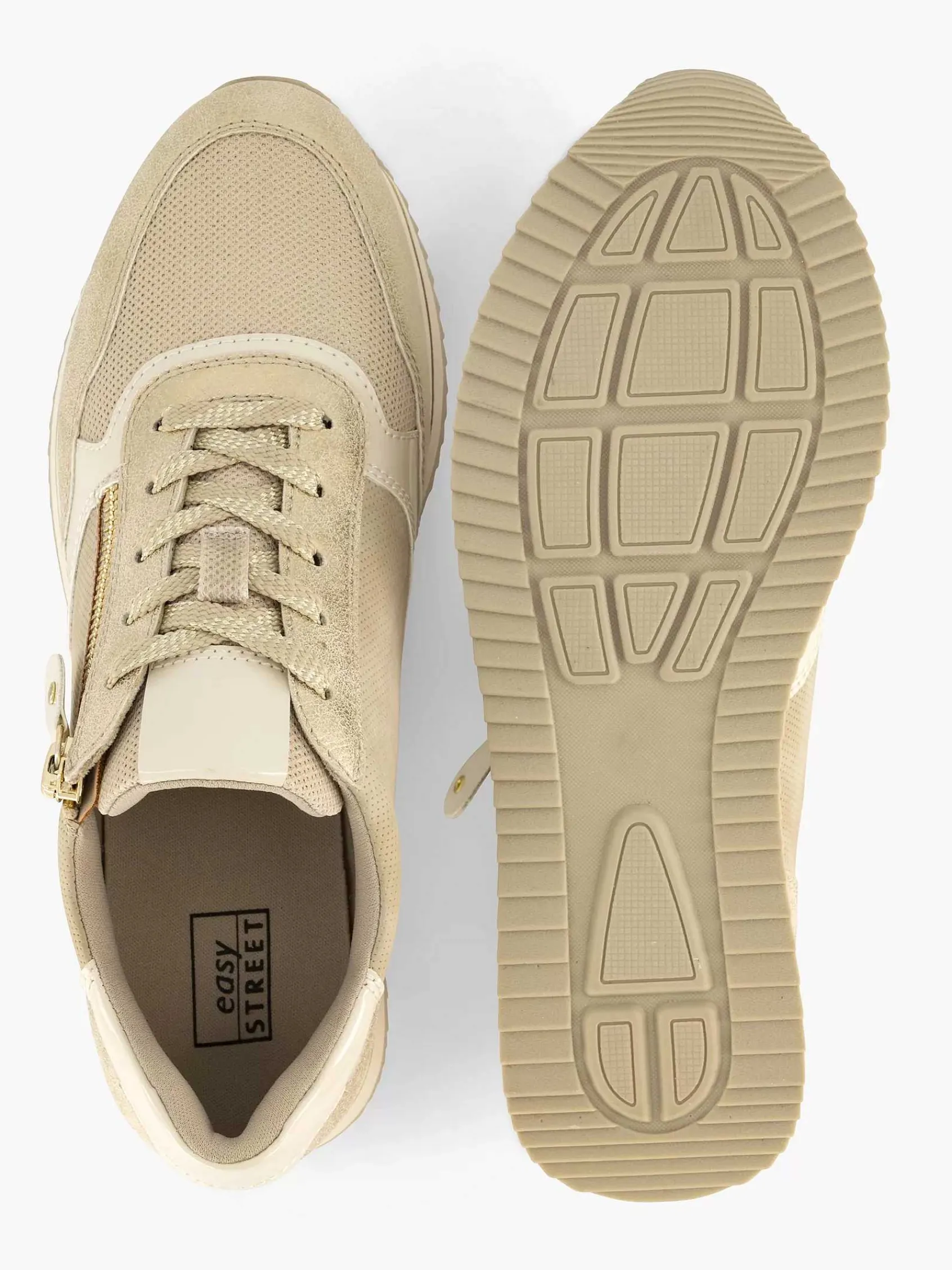 Comfort Schoenen|Easy Street Beige Comfort Sneaker