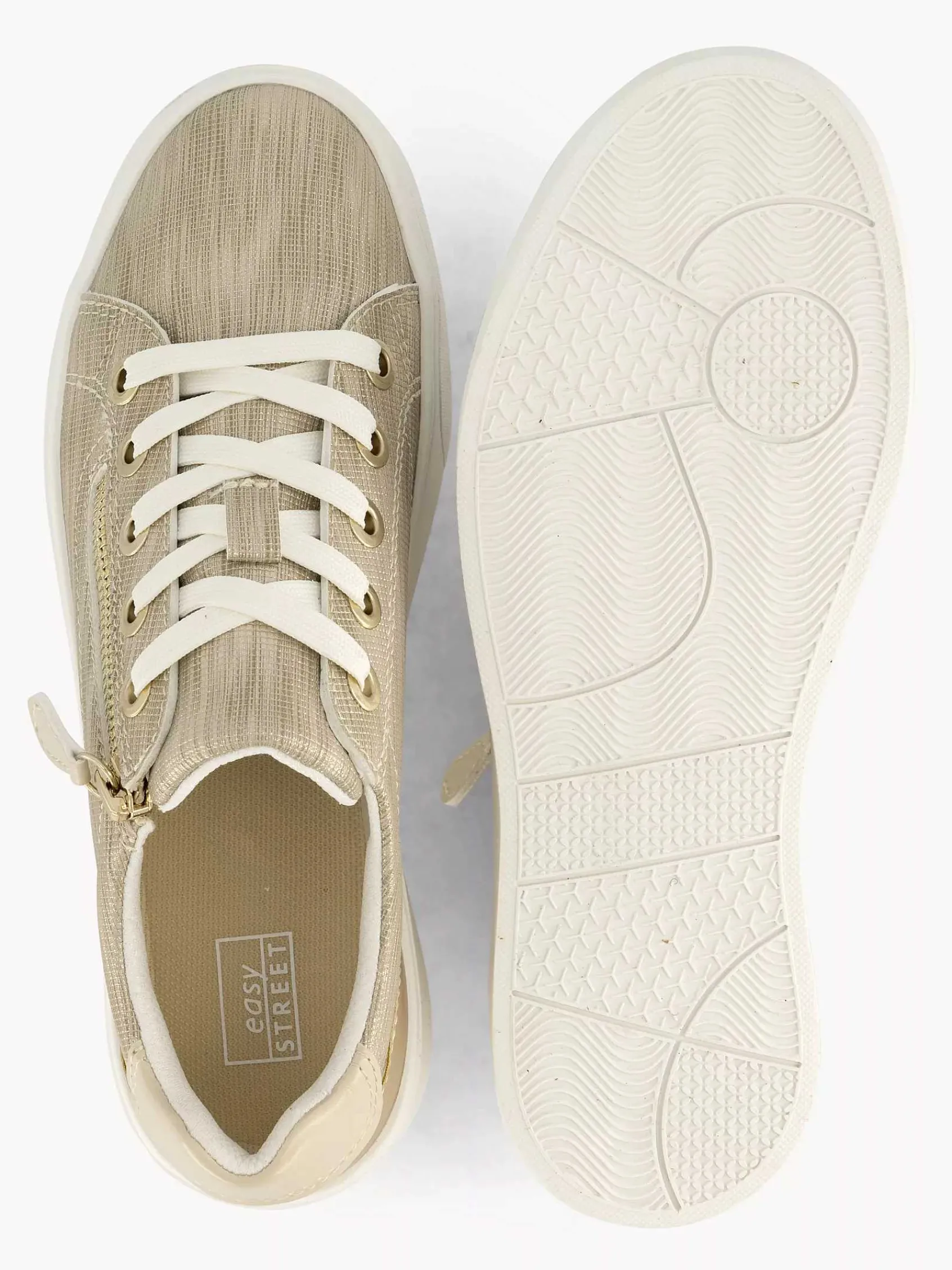 Comfort Schoenen|Easy Street Beige Comfort Sneaker
