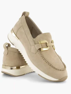 Comfort Schoenen|Medicus Beige Leren Comfort Instapper