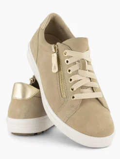 Comfort Schoenen|Medicus Beige Leren Comfort Sneaker