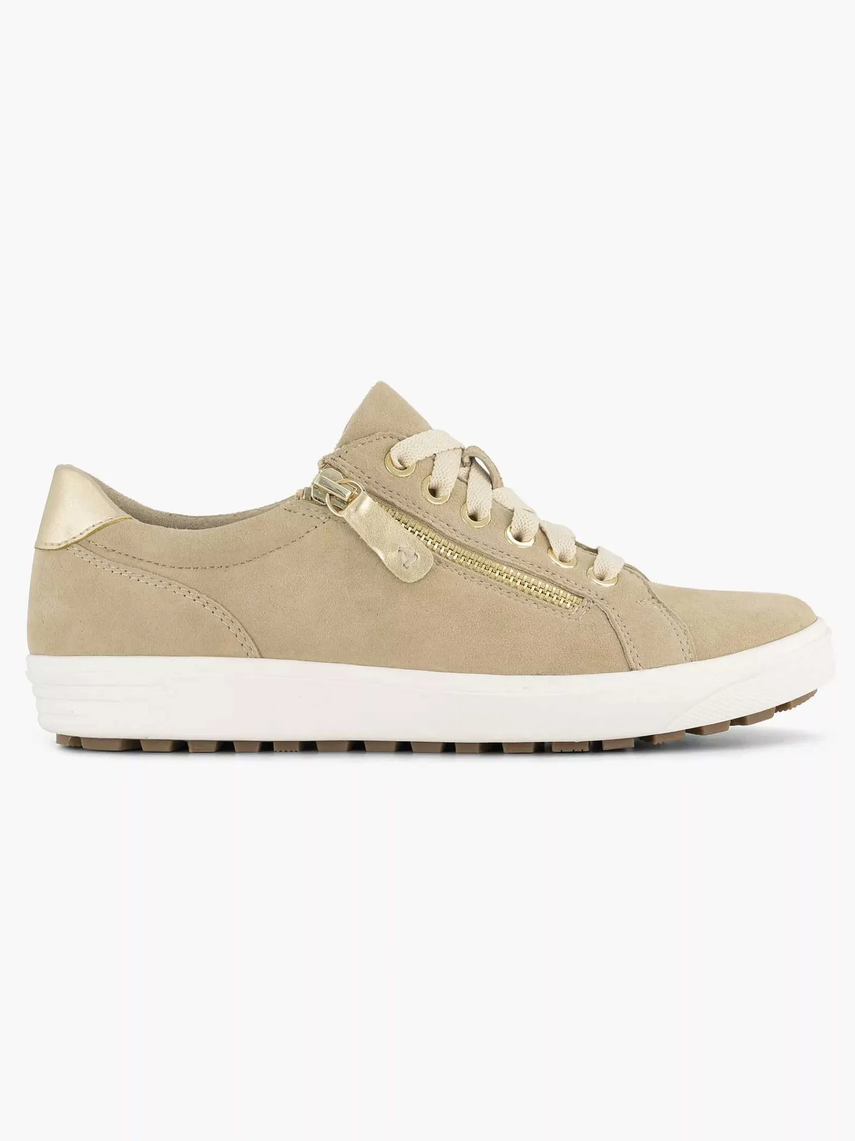 Comfort Schoenen|Medicus Beige Leren Comfort Sneaker