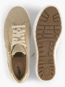 Comfort Schoenen|Medicus Beige Leren Comfort Sneaker