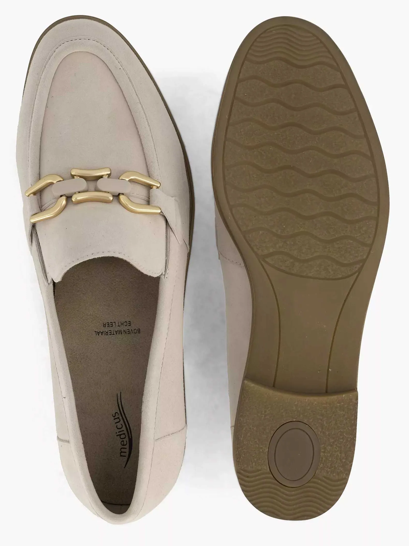 Comfort Schoenen|Medicus Beige Leren Instapper