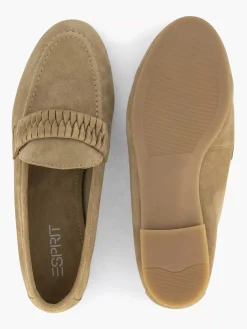 Instappers|Esprit Beige Leren Loafer