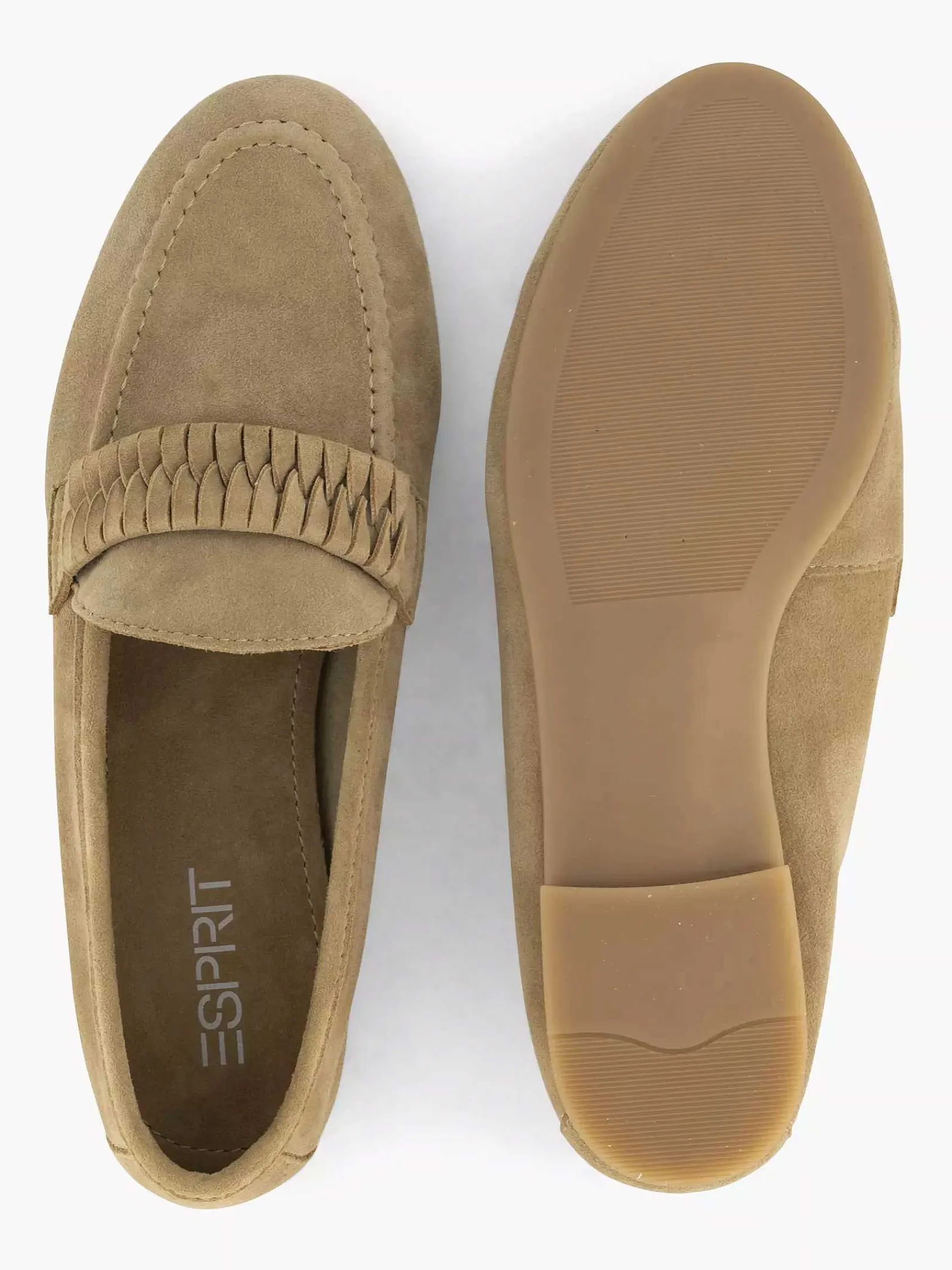 Instappers|Esprit Beige Leren Loafer