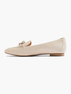 Instappers|5th Avenue Beige Leren Loafer Sierketting