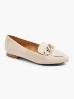 Instappers|5th Avenue Beige Leren Loafer Sierketting