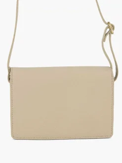 Tassen|5th Avenue Beige Leren Schoudertas