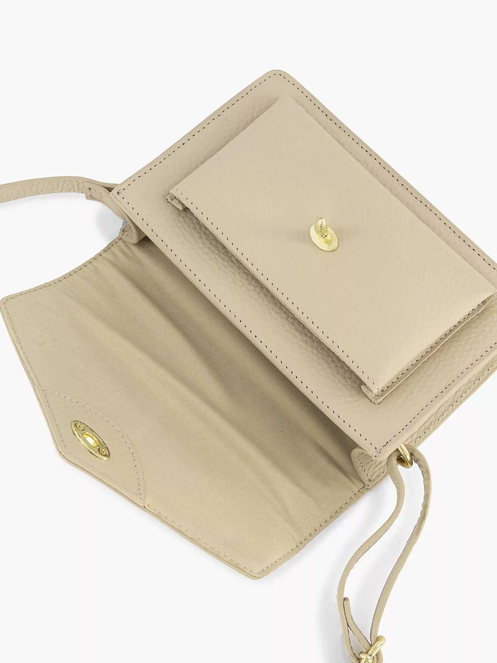 Tassen|5th Avenue Beige Leren Schoudertas