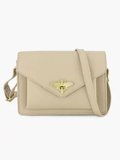 Tassen|5th Avenue Beige Leren Schoudertas