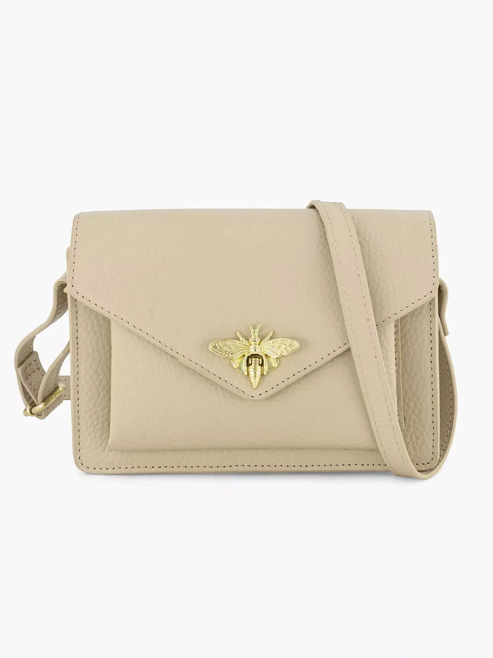 Tassen|5th Avenue Beige Leren Schoudertas