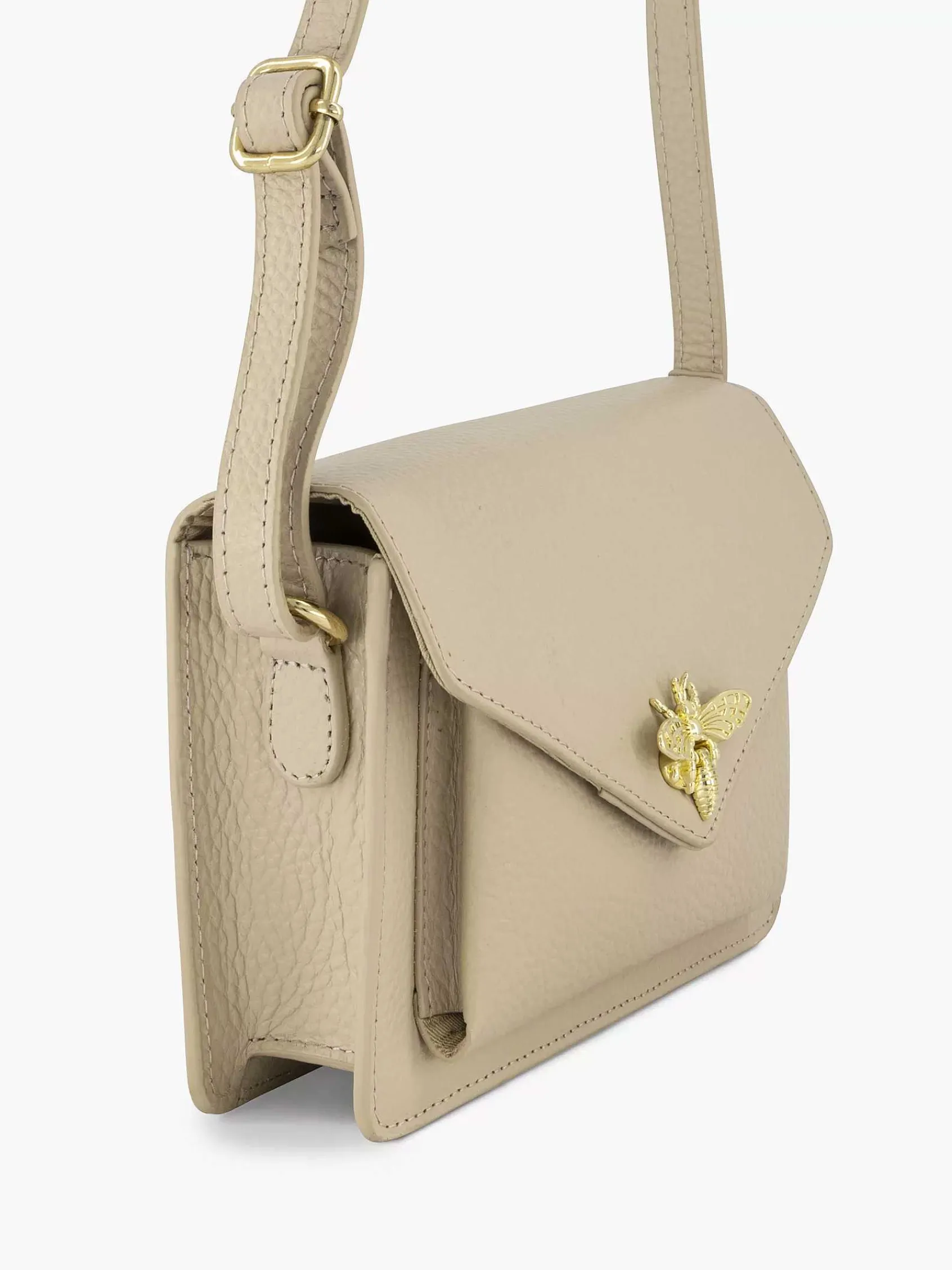 Tassen|5th Avenue Beige Leren Schoudertas