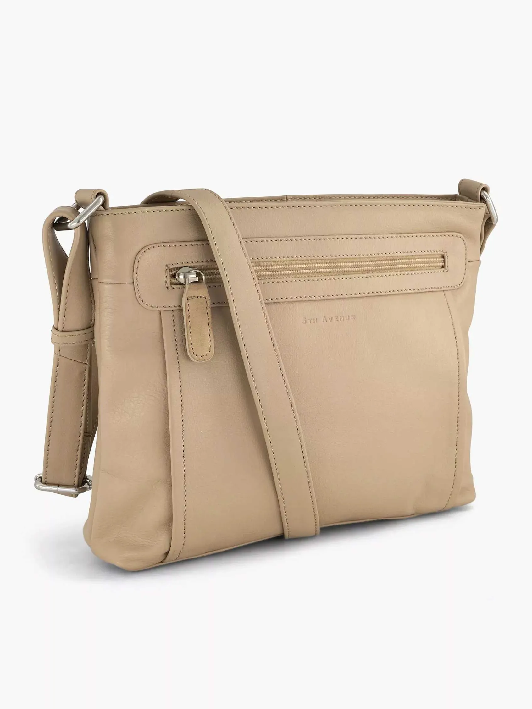 Online Exclusive Accessoires|5th Avenue Beige Leren Schoudertas