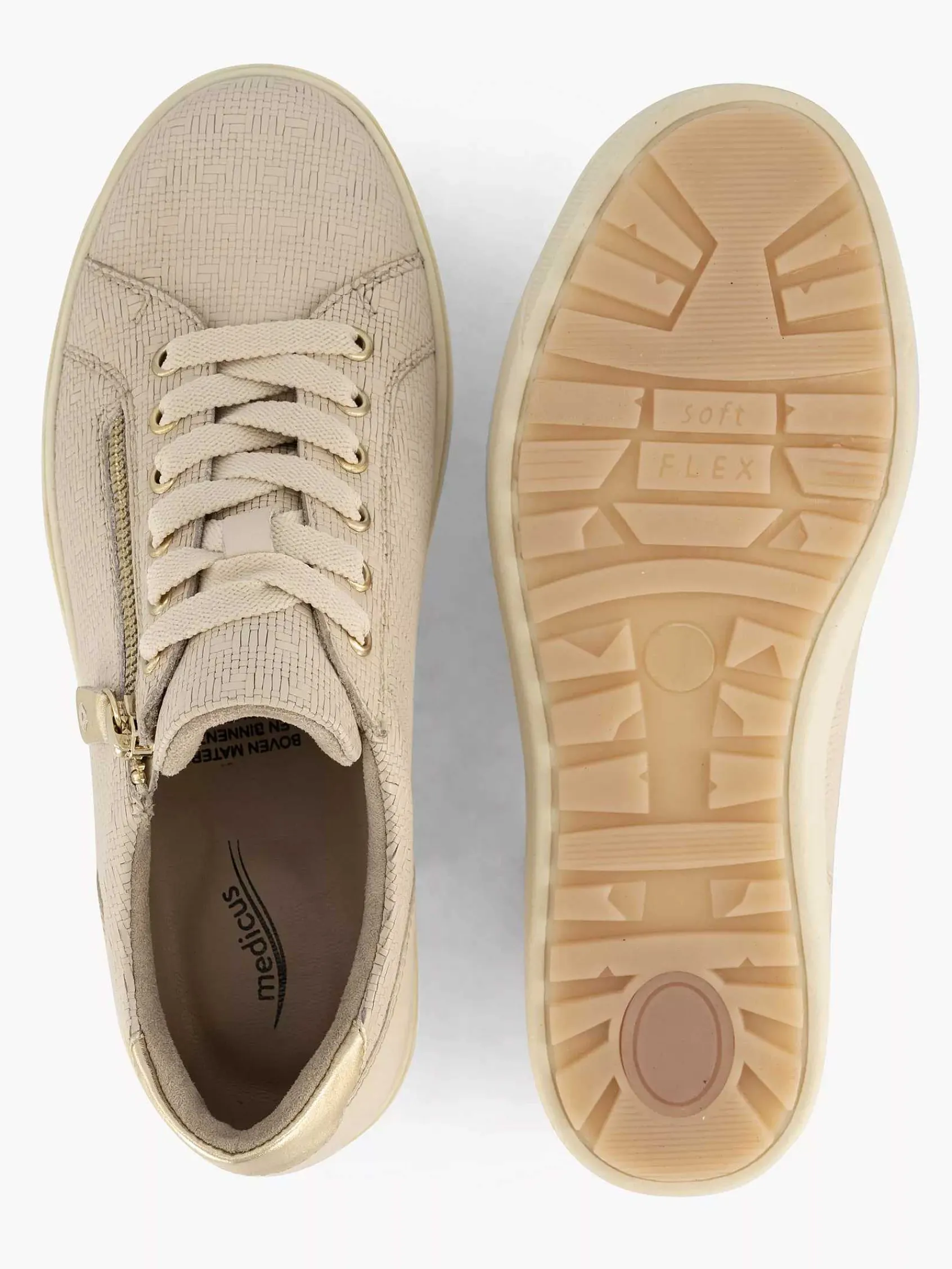 Sneakers|Medicus Beige Leren Sneaker
