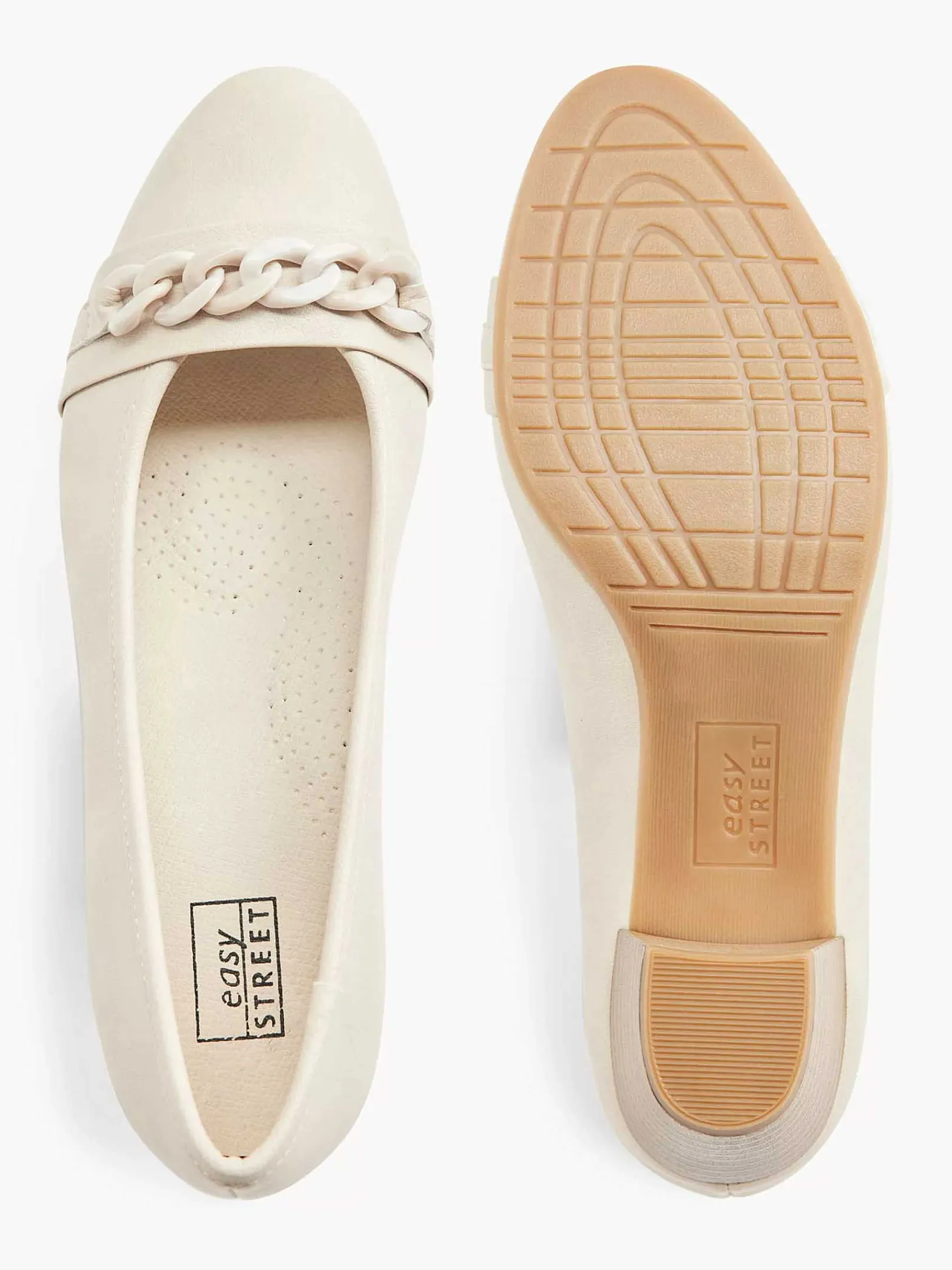 Comfort Schoenen|Easy Street Beige Pump Sierketting