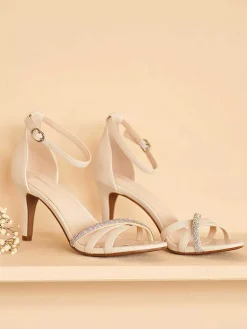 Hoge Hakken|Graceland Beige Sandalette Steentjes