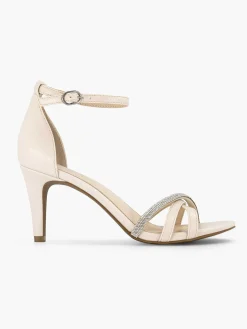 Hoge Hakken|Graceland Beige Sandalette Steentjes