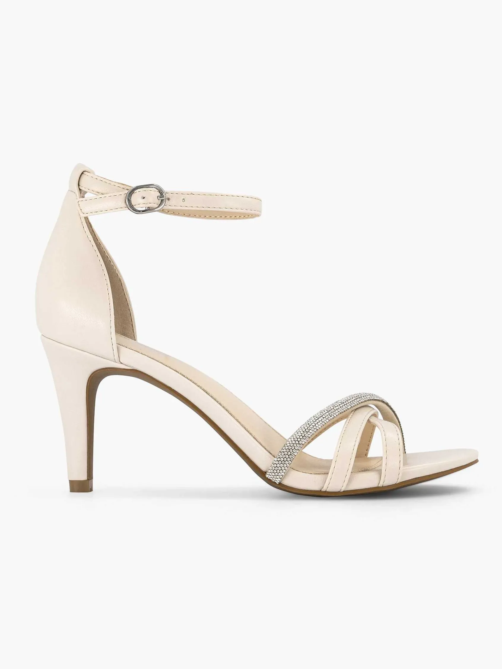 Hoge Hakken|Graceland Beige Sandalette Steentjes