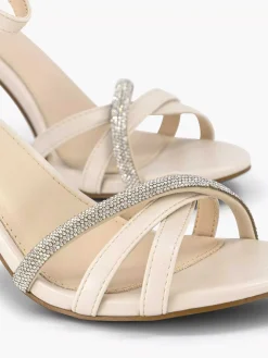 Hoge Hakken|Graceland Beige Sandalette Steentjes