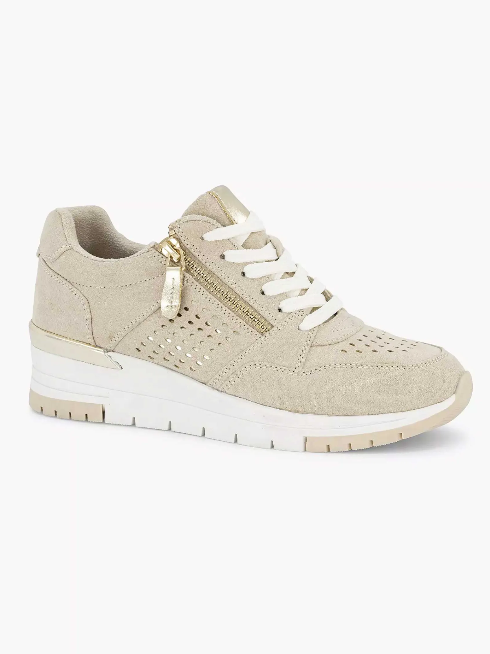 Comfort Schoenen|Easy Street Beige Sneaker Sleehak