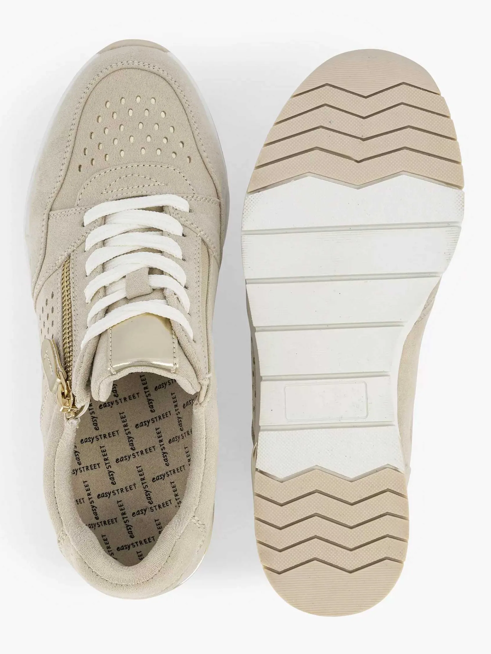 Comfort Schoenen|Easy Street Beige Sneaker Sleehak