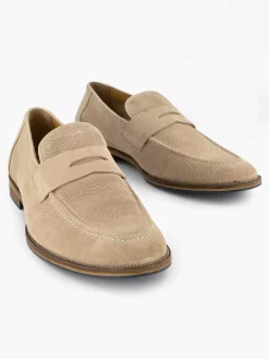 Geklede Schoenen|AM SHOE Beige Suede Instapper
