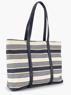 Online Exclusive Accessoires|Graceland Blauw/ Witte Strandtas