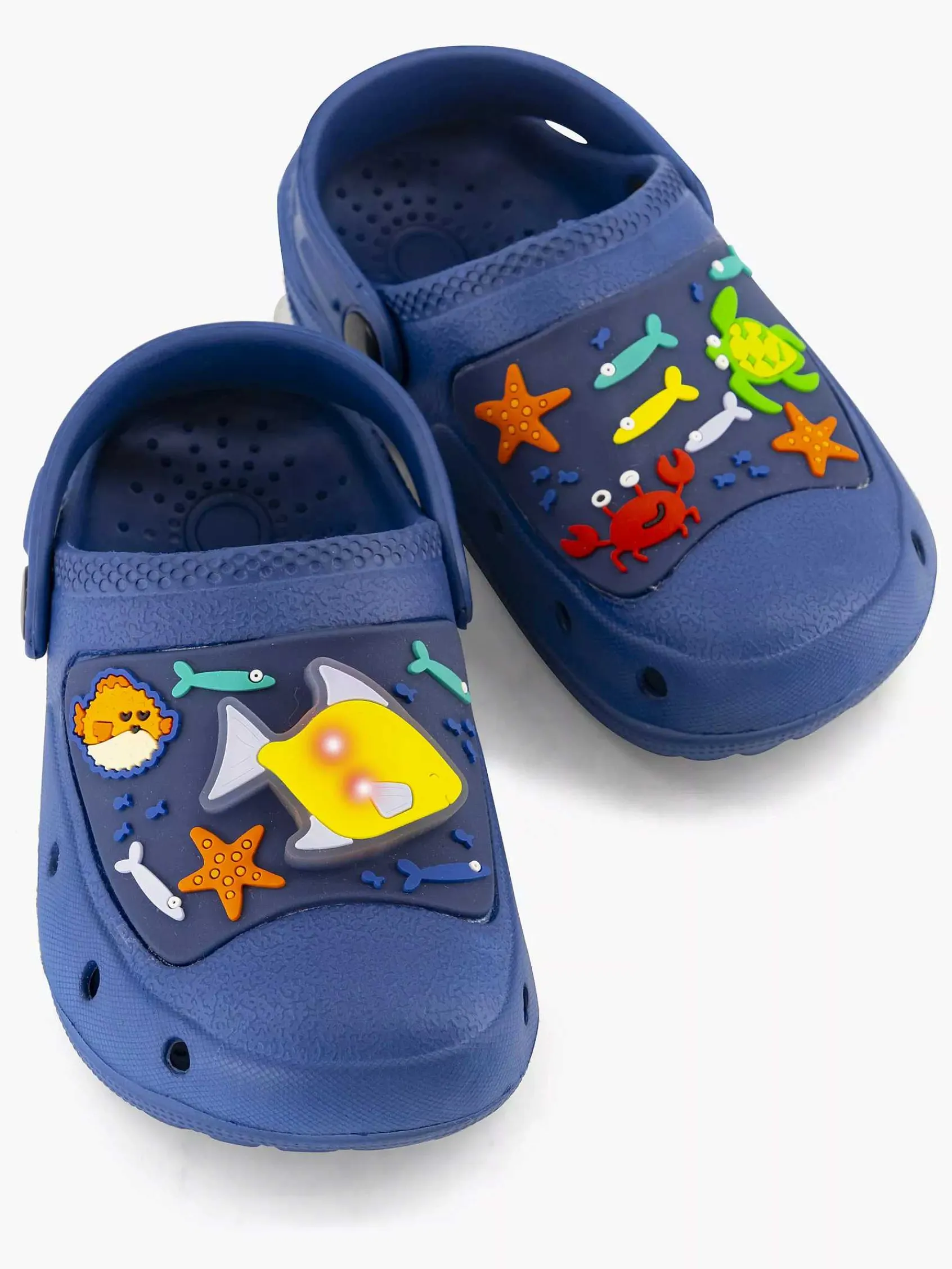 Babyschoenen|Blue Fin Blauwe Clog Lichtjes
