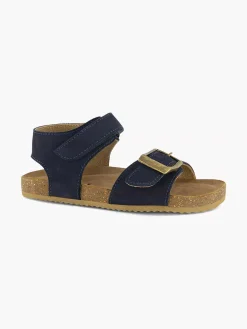 Jongensschoenen|Vty Blauwe Leren Sandaal Klittenband
