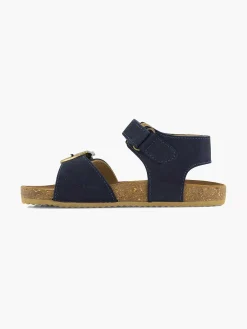 Jongensschoenen|Vty Blauwe Leren Sandaal Klittenband