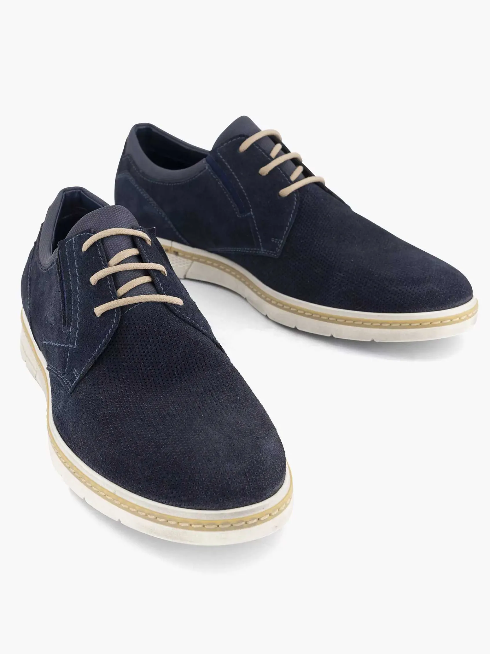 Geklede Schoenen|Gallus Blauwe Leren Veterschoen