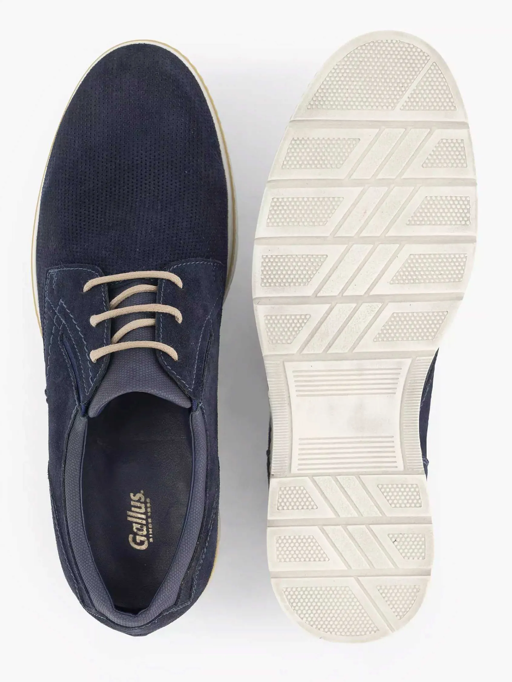 Geklede Schoenen|Gallus Blauwe Leren Veterschoen