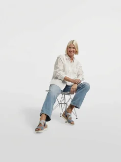 Sandalen|Easy Street Blauwe Sandalette Sleehak