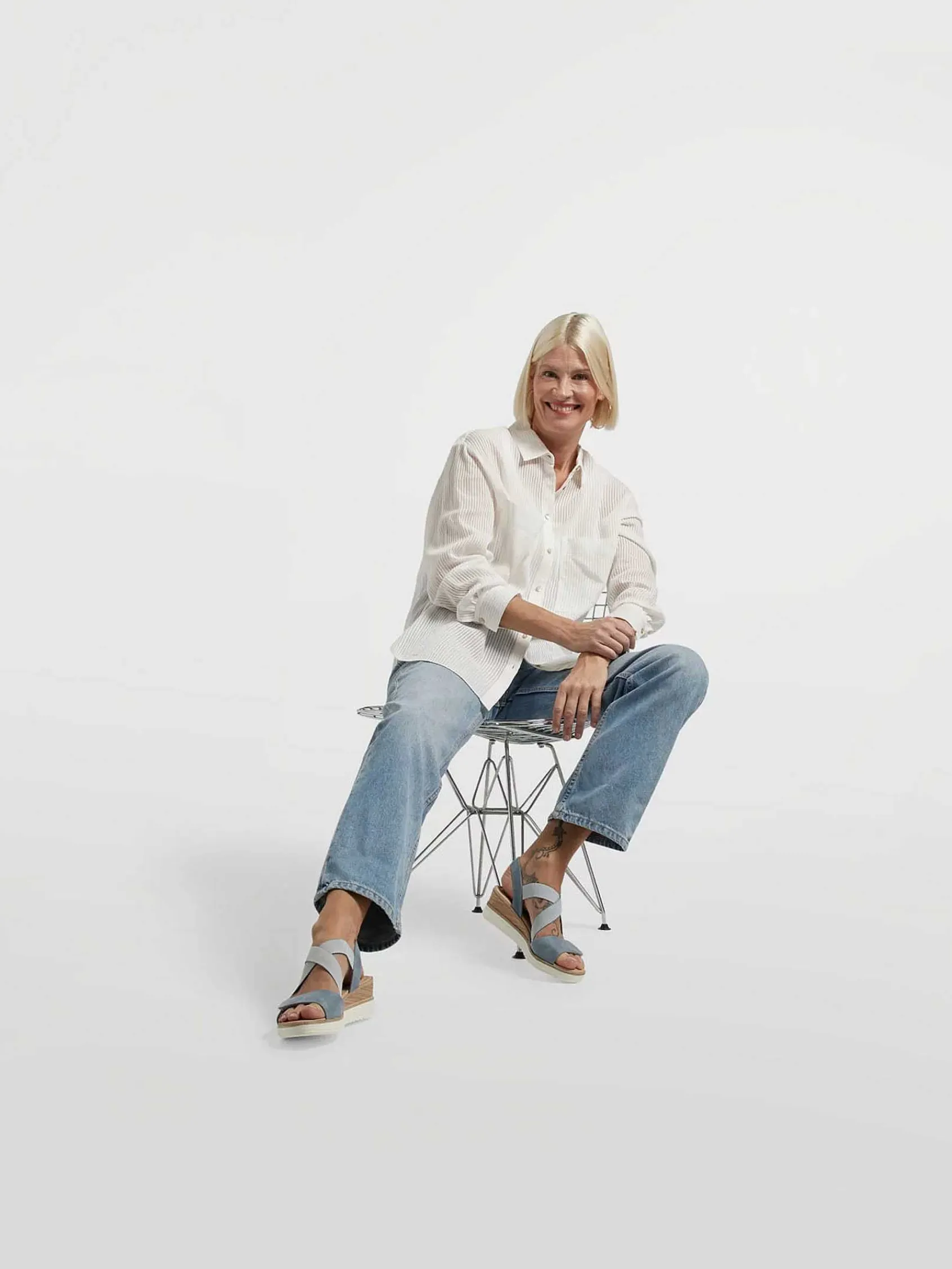 Sandalen|Easy Street Blauwe Sandalette Sleehak