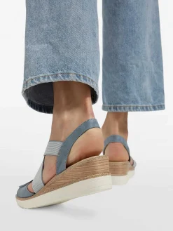 Sandalen|Easy Street Blauwe Sandalette Sleehak