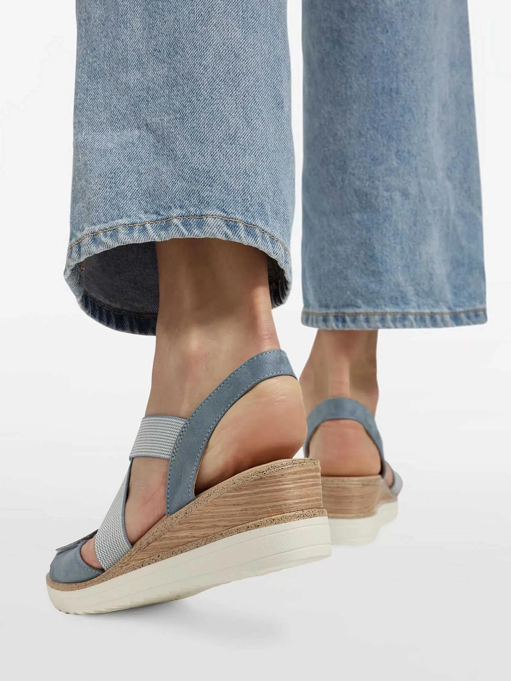 Sandalen|Easy Street Blauwe Sandalette Sleehak