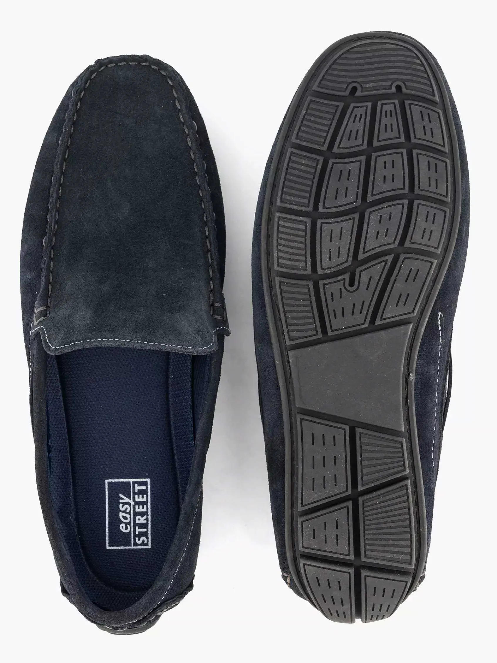 Instappers|Easy Street Blauwe Suede Comfort Instapper