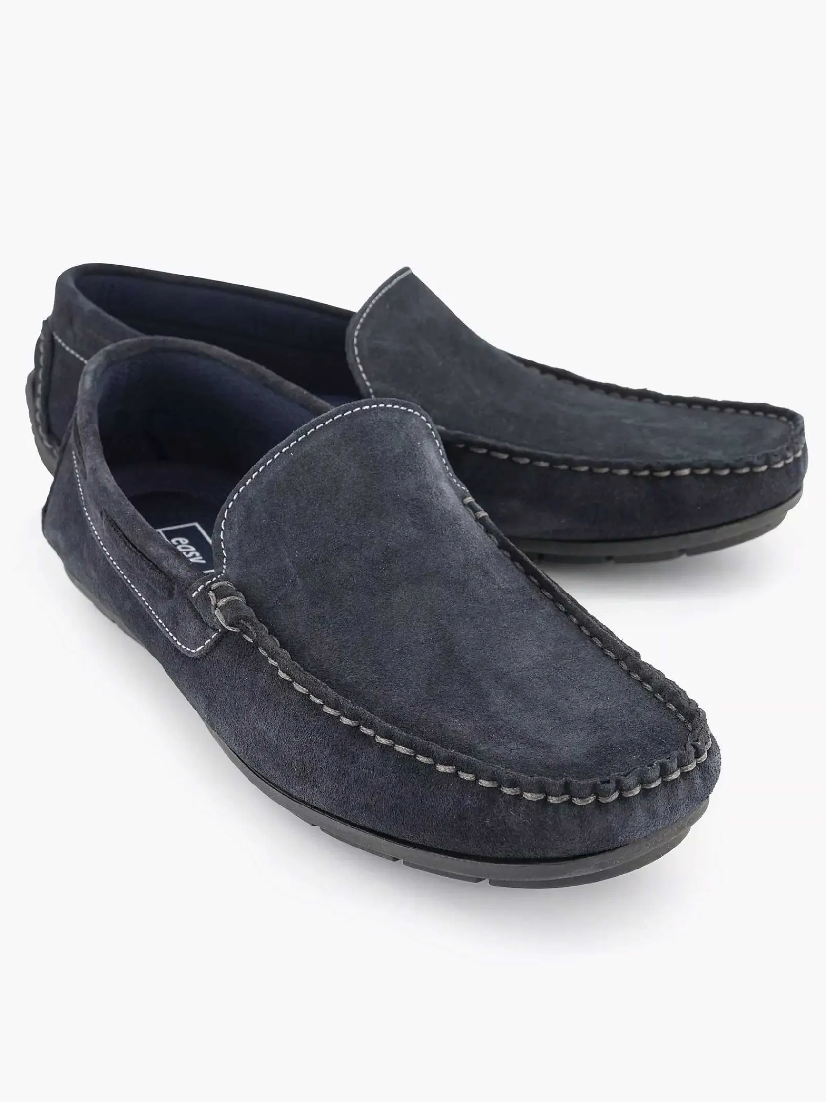Instappers|Easy Street Blauwe Suede Comfort Instapper