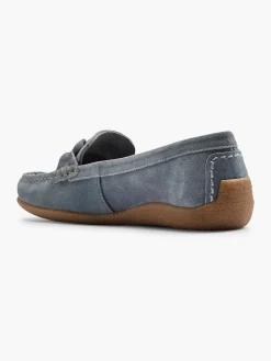 Instappers|5th Avenue Blauwe Suede Instapper Sierketting