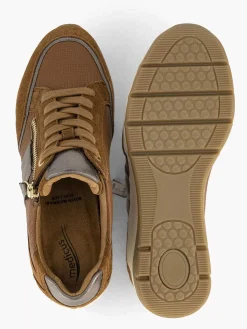 Comfort Schoenen|Medicus Bruine Leren Comfort Sneaker