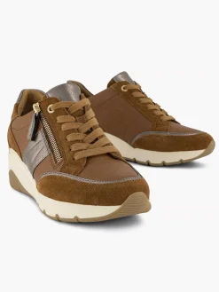 Comfort Schoenen|Medicus Bruine Leren Comfort Sneaker
