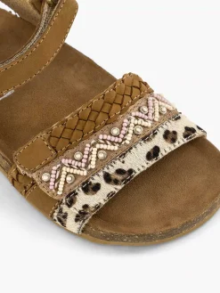 Jongensschoenen|Limelight girl Bruine Leren Sandalen Panterprint