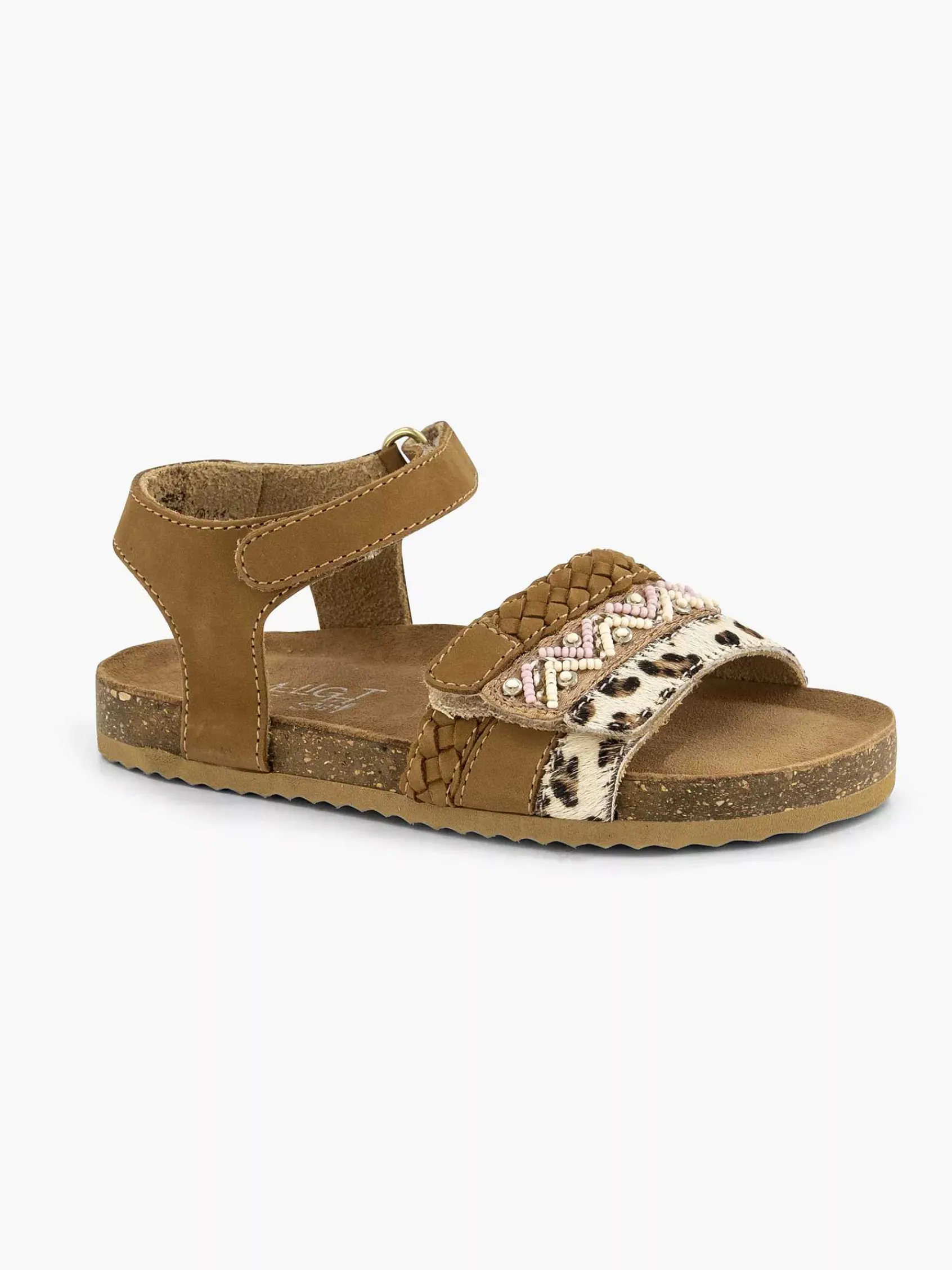 Jongensschoenen|Limelight girl Bruine Leren Sandalen Panterprint