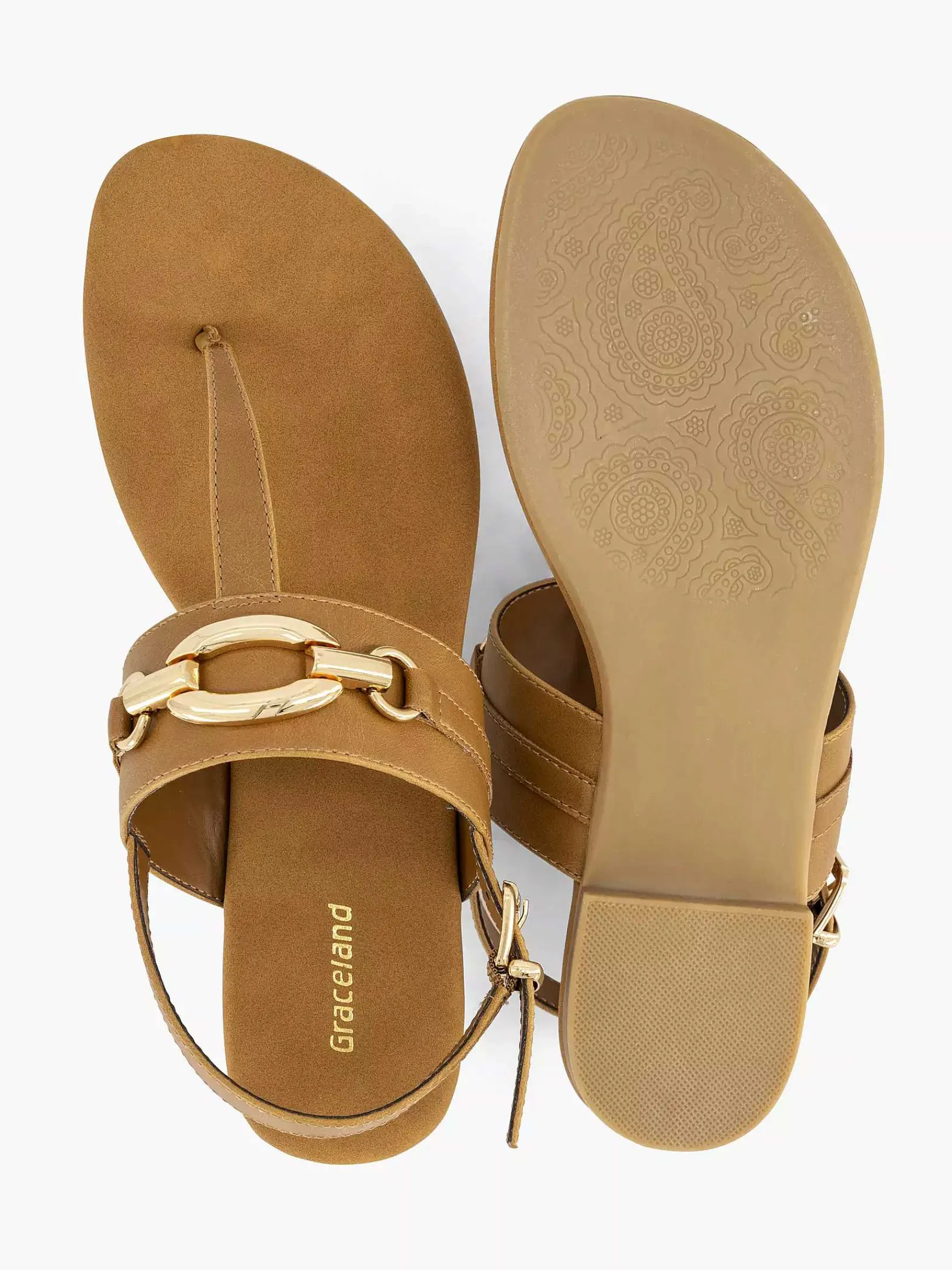 Sandalen|Graceland Bruine Sandaal Sierketting