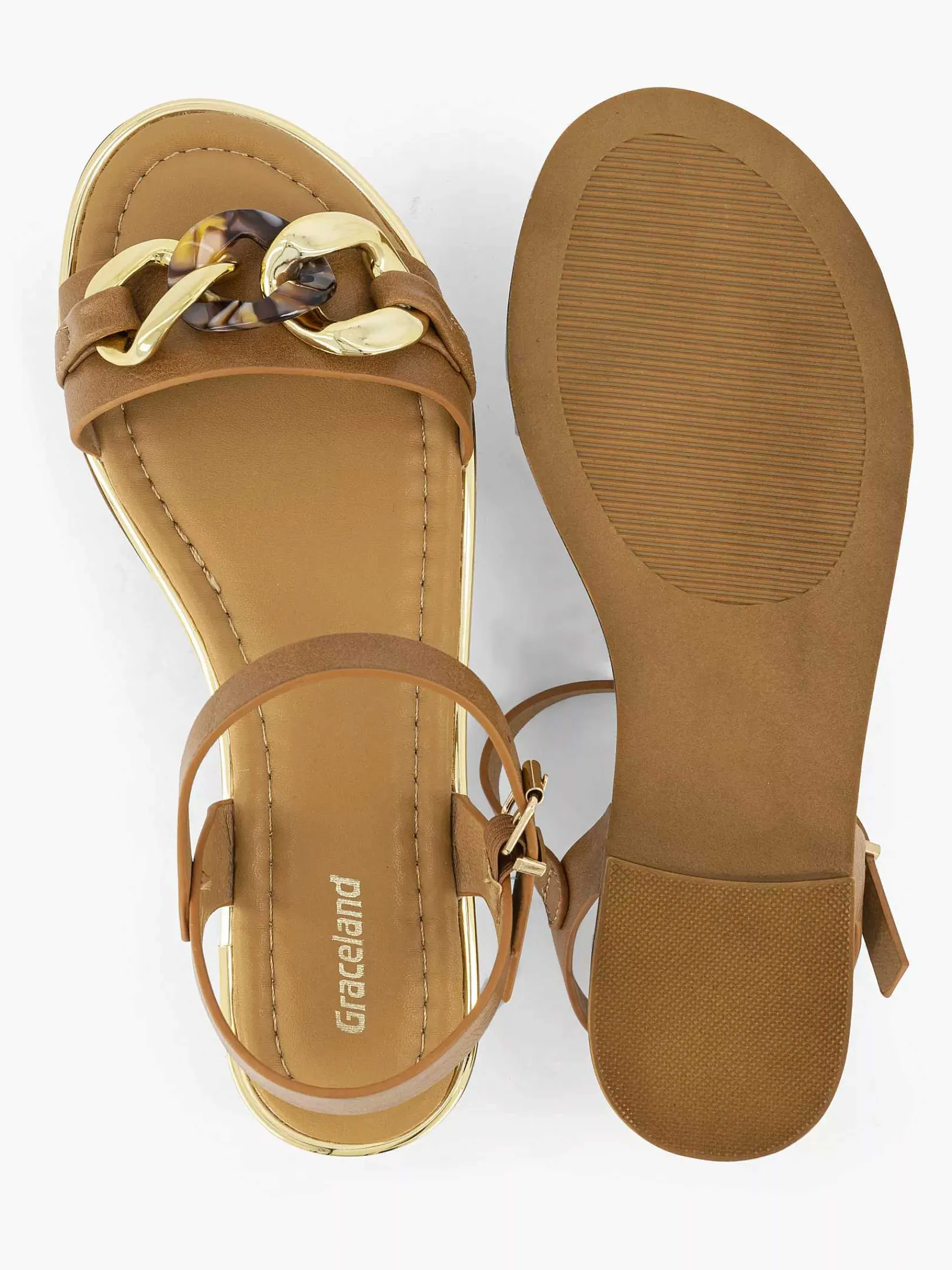 Sandalen|Graceland Bruine Sandaal Sierketting