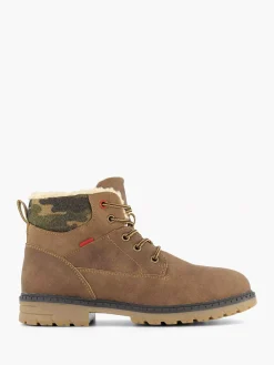 Jongensschoenen|Vty Bruine Veterboot Gevoerd