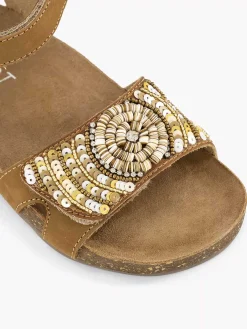 Jongensschoenen|Limelight girl Cognac Leren Sandaal Kralen