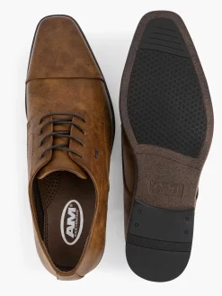 Geklede Schoenen|AM SHOE Cognac Veterschoen