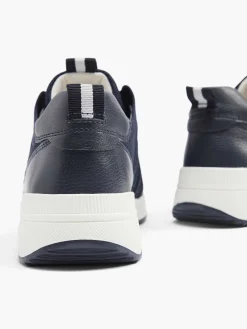 Comfort Schoenen|Medicus Donkerblauwe Leren Comfort Sneaker